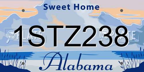 1STZ238 Alabama License Plate