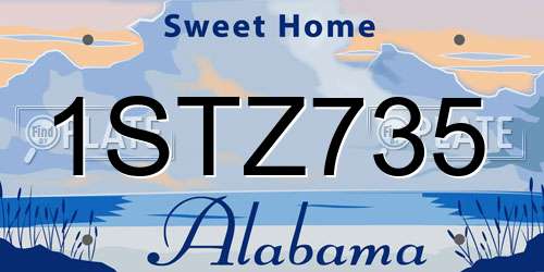 1STZ735 Alabama License Plate