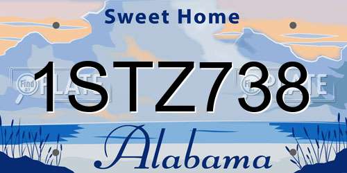 1STZ738 Alabama License Plate