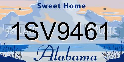 1SV9461 Alabama License Plate
