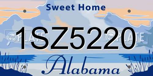 1SZ5220 Alabama License Plate