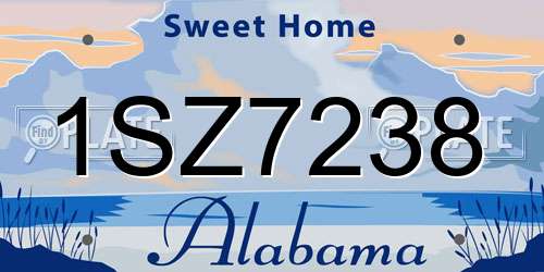 1SZ7238 Alabama License Plate