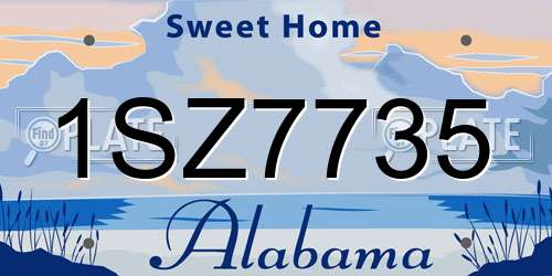 1SZ7735 Alabama License Plate