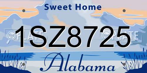 1SZ8725 Alabama License Plate