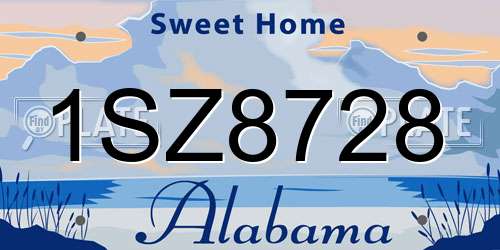 1SZ8728 Alabama License Plate