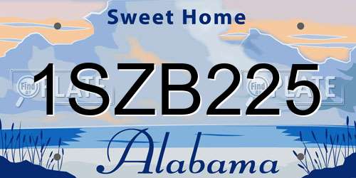 1SZB225 Alabama License Plate