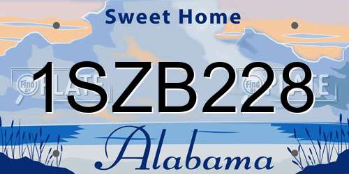 1SZB228 Alabama License Plate