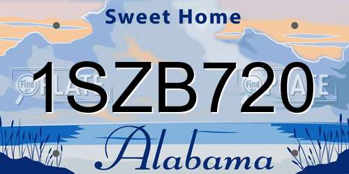 1SZB720 Alabama License Plate