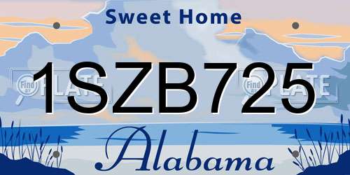 1SZB725 Alabama License Plate