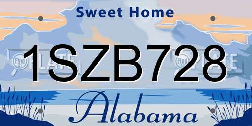 1SZB728 Alabama License Plate