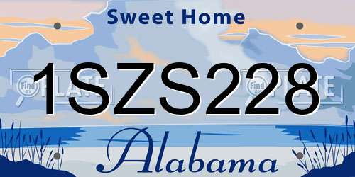 1SZS228 Alabama License Plate