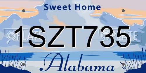 1SZT735 Alabama License Plate