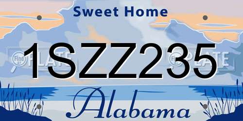 1SZZ235 Alabama License Plate