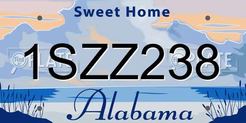 1SZZ238 Alabama License Plate