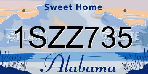 1SZZ735 Alabama License Plate