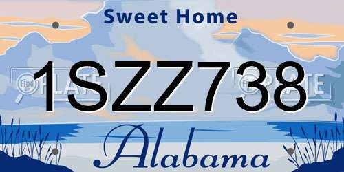 1SZZ738 Alabama License Plate