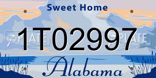 1T02997 Alabama License Plate
