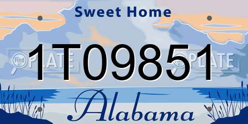 1T09851 Alabama License Plate