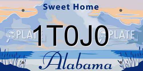 1T0J0 Alabama License Plate