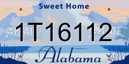 1T16112 Alabama License Plate