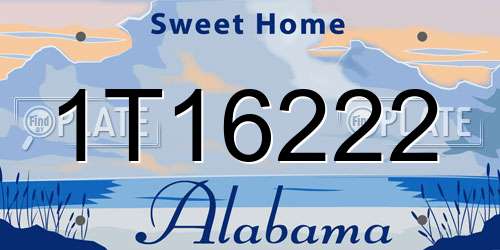 1T16222 Alabama License Plate