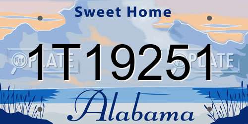 1T19251 Alabama License Plate