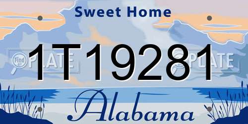 1T19281 Alabama License Plate