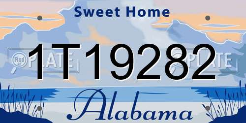 1T19282 Alabama License Plate