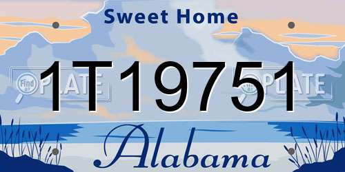 1T19751 Alabama License Plate
