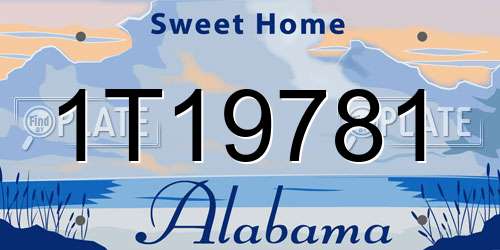1T19781 Alabama License Plate
