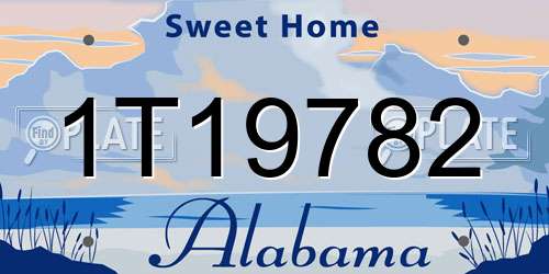 1T19782 Alabama License Plate