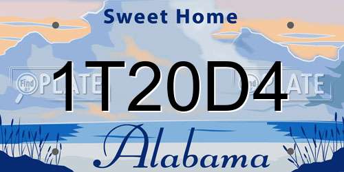 1T20D4 Alabama License Plate