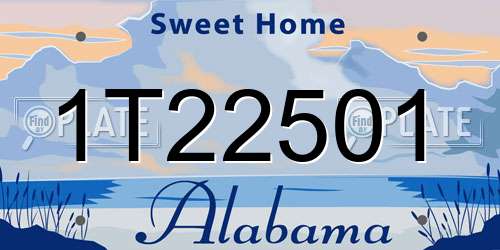 1T22501 Alabama License Plate