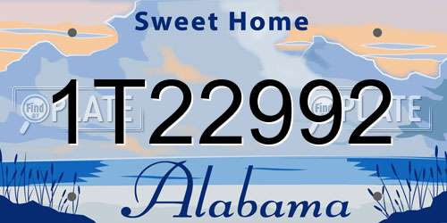 1T22992 Alabama License Plate