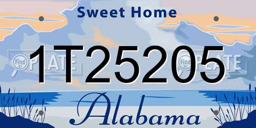 1T25205 Alabama License Plate