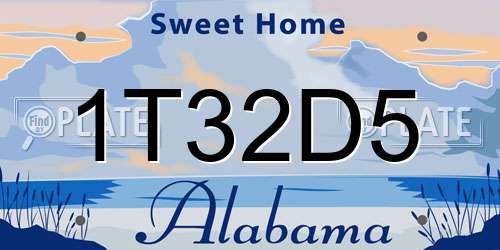 1T32D5 Alabama License Plate