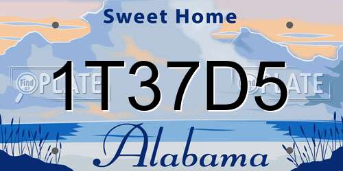1T37D5 Alabama License Plate