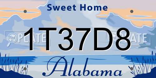 1T37D8 Alabama License Plate