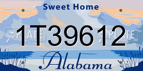1T39612 Alabama License Plate