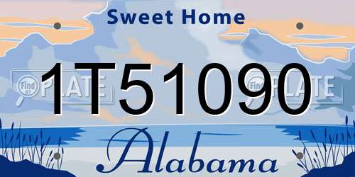 1T51090 Alabama License Plate