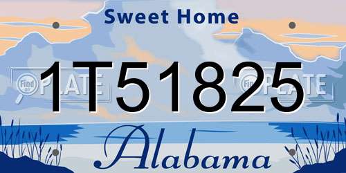 1T51825 Alabama License Plate