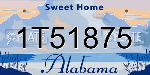 1T51875 Alabama License Plate