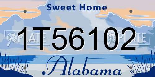 1T56102 Alabama License Plate