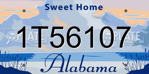 1T56107 Alabama License Plate