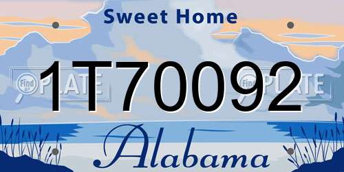 1T70092 Alabama License Plate