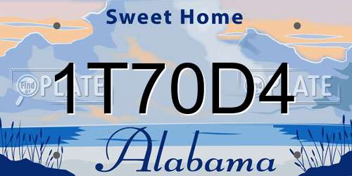 1T70D4 Alabama License Plate