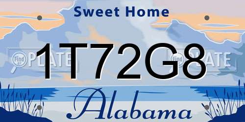 1T72G8 Alabama License Plate