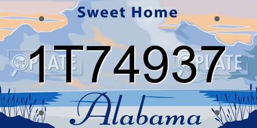 1T74937 Alabama License Plate