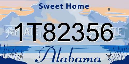 1T82356 Alabama License Plate