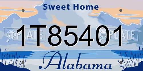 1T85401 Alabama License Plate